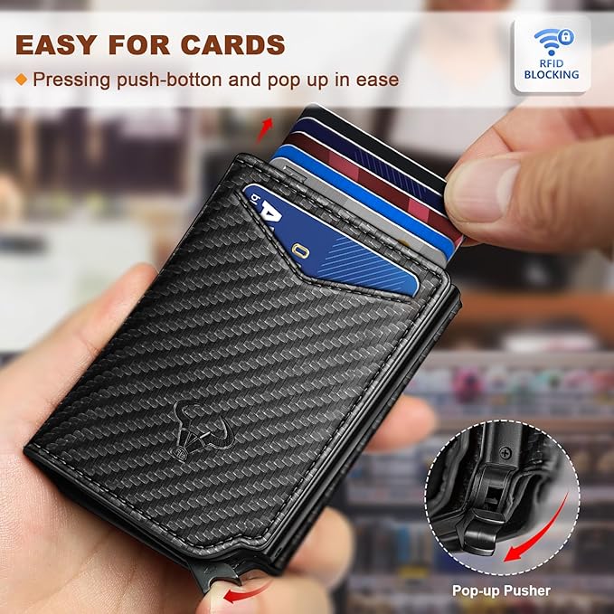 BULLIANT Men Wallet Leather Wallet Card Holders Money Clip for Men 10Cards-Magnetic Flip on Metal Case