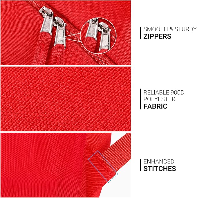 ZORFIN 26L Backpack for College, and Travel: Water Resistant Bookbag - Red