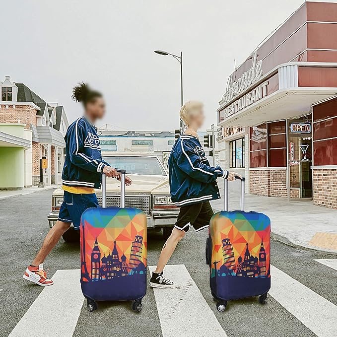 Explore Land Travel Luggage Cover Suitcase Protector Fits 18-22 Inch Case (Modern City, S)