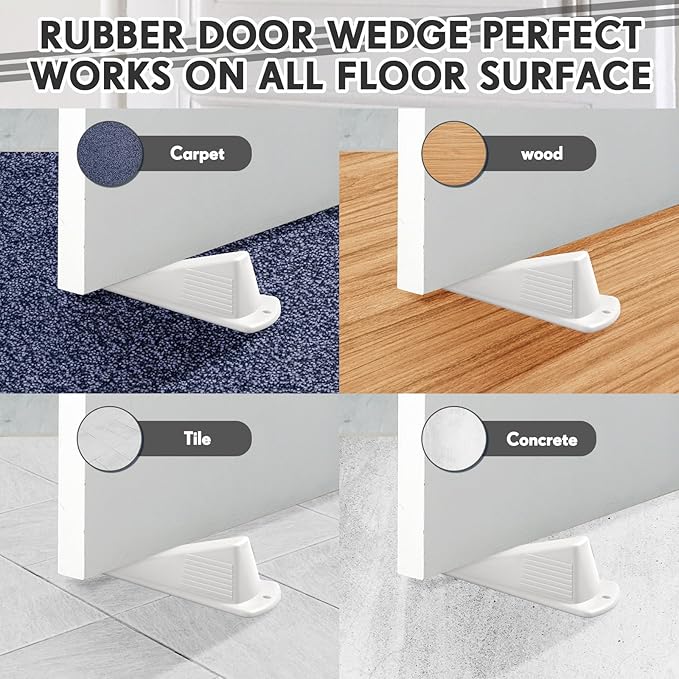 Frienda 12 Pcs Jumbo Door Stoppers Heavy Duty Door Stopper Tall up to 2inch Tall Wedge TPR Large Wedge Stackable Big Rubber Doorstop for Hotel Carpet Hardwood Concrete and Tile (White)