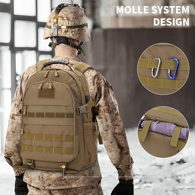 HUNTVP Military Tactical Backpack 40L Large Army 3 Day Assault Pack Molle Bag Backpacks WR Hunting Rucksack Assault Pack