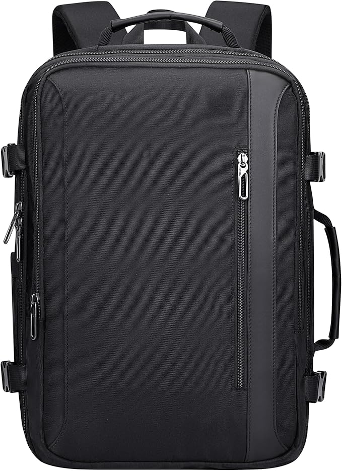 PIJUSHI Travel Backpack for Women Men Expandable Carry on Luggage Backpack Airline Approved Personal Item Laptop Bag(PE034 Black)