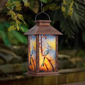 Outdoor Solar Lanterns, Waterproof Blue Jay Hanging Lantern with Flickering LED Candle, 13'' Bird Outdoor Solar Powered Lantern Decor for Porch Patio Garden Balcony Pathway, 1 Pack