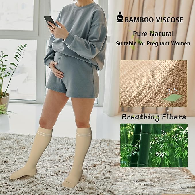 LEVSOX Compression Socks for Pregnant Women 20-30 mmHg Knee High Cute Funny Mens Supports Socks for Nurses, Medical, Travel