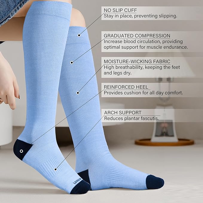 LEVSOX Compression Socks for Pregnant Women 20-30 mmHg Knee High Cute Funny Mens Supports Socks for Nurses, Medical, Travel