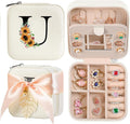 AYGXU Travel Jewelry Box for Women and Girls - Small Case With Initial A-Z - Teacher Gifts