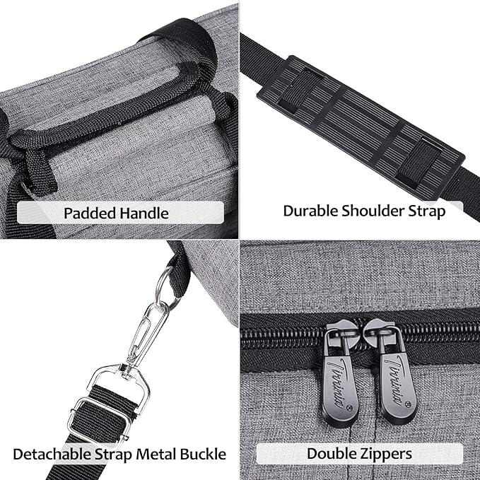 Tirrinia Insulated Wine Gift carrier - 3 Bottle Travel Wine Carry Cooler Tote Bag with Handle and Adjustable Shoulder Strap, Grey