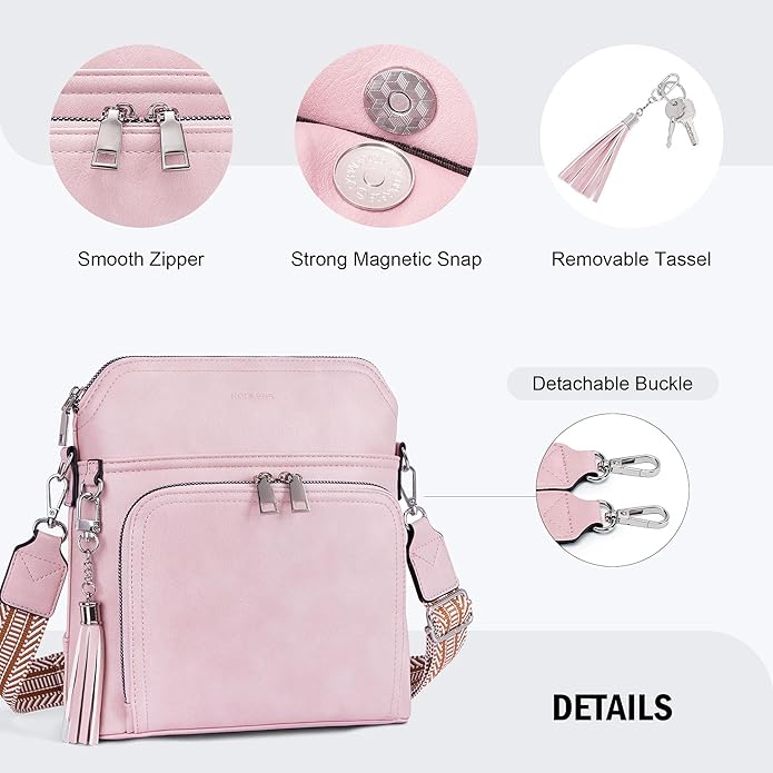 Crossbody Purse for Women,Lightweight Medium Crossbody Bag Soft Leather Women's Shoulder Handbags with Tassel