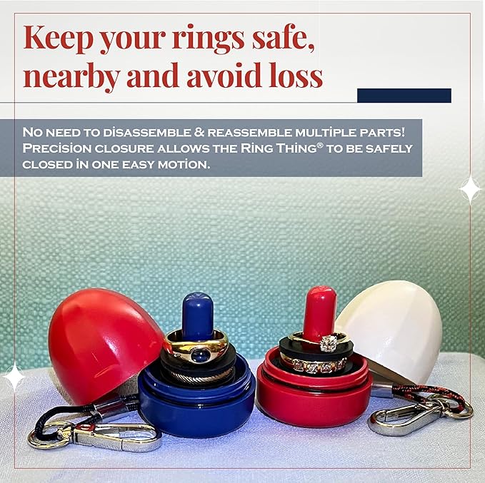 RING THING - Ring Holder Keychain, Jewelry Organizer and Storage, Portable Waterproof Ring Holder, Pill Box Keychain Container, Gym Accessory, and Travel Ring Case (Duo - Flag)