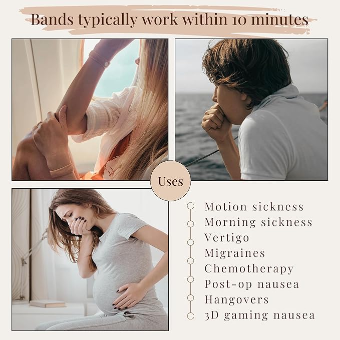 Anti Nausea Wristband | Motion Sickness Bands & Pregnancy Nausea Relief | Sea Sickness Wristbands, Motion Sickness Bracelets & Morning Sickness Relief Sea Bands