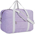 For Spirit Airlines Personal Item Bag 18x14x8 Foldable Travel Duffel Bag Tote Duffle Carry on Luggage for Women 30L (Purple (With Shoulder Strap))