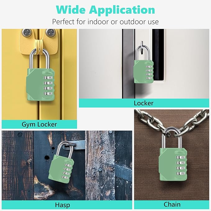CL11KG Combination Lock, 4 Digit Outdoor Combination Padlock Set Your own Combination for Gym Locker Lock, School, Gates, Doors, Toolbox, Hasps and Storage (Khaki-Green *1)