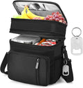 LOKASS Insulated Lunch Box Women & Men Large Adult LunchBag Double-Layer Reusable Lunch Bags Leak-Proof Tote Cooler Bag for Work Picnic Outdoors 16L, Black