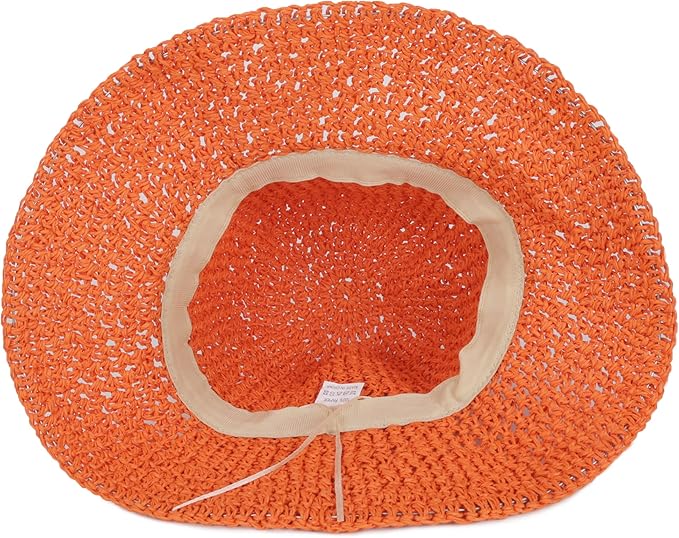 Womens Wide Brim Straw Sun Hat Foldable Floppy Crochet Beach Hat for Summer