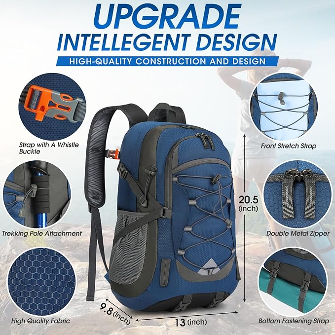 IGOLUMON Hiking Backpack 40L Packable Lightweight Camping Backpack Men Women Waterproof Hiking Daypack Outdoor Travel Daypack