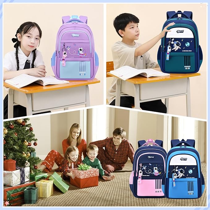 Astronaut-space Kids Backpack for Girls Elementary Middle School Backpack Book Bags for Girls Lightweight Back Pack Purple