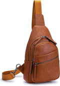 Alldaily Large Sling Bag for Women Crossbody Purse Leather Fashionable Trendy Chest Bag for Travel, Fanny Pack (Brown)
