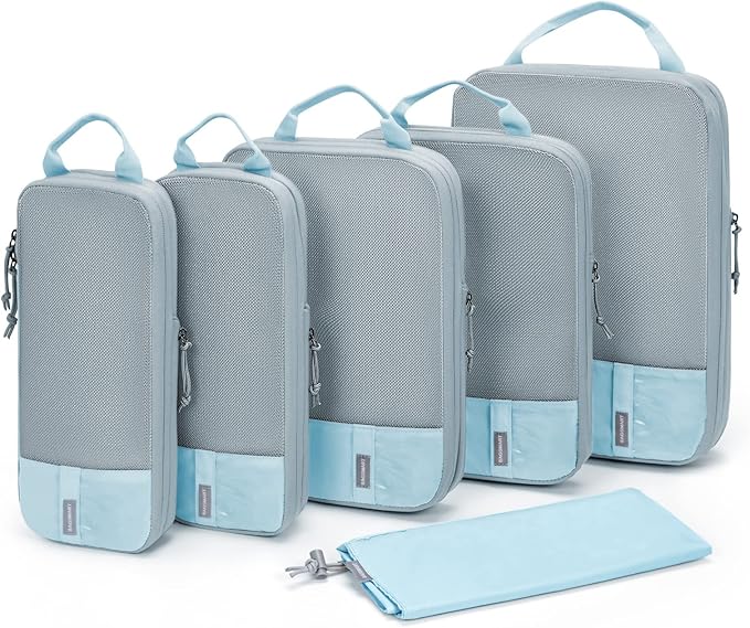 BAGSMART 6 Set Compression Packing Cubes - Lightweight Travel Essentials, Durable Luggage Organizer