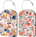 Orange Flowers Luggage Tag for Suitcase Set of 2 PU Leather Cute Luggage Tags with Stainless Metal Loop ID Label Privacy Flap Suitcase Tags for Women and Men Travel
