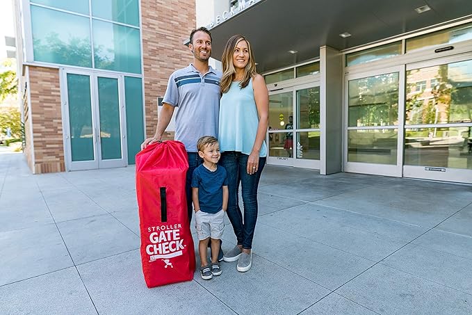 J.L. Childress Gate Check Bag for Umbrella Strollers - Travel Bag for Airplane, Fits Most Single Umbrella Baby Strollers, Airport Accessories for Gate Check, Flying Essentials - Red
