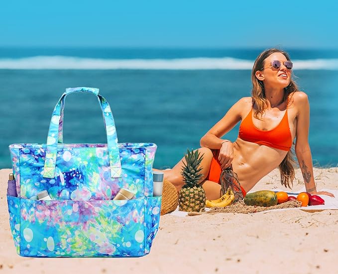 Waterproof Beach Tote Pool Bags for Women Ladies Extra Large Gym Tote Carry On Bag With Wet Compartment for Weekender Travel
