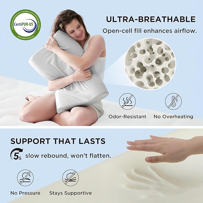 Bedsure Cervical Neck Support Pillow for Sleeping, Ergonomic Odorless Memory Foam Cervical Contour Orthopedic Pillow for Neck Pain Relief, for Side, Back, Stomach Sleeper