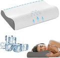 Memory Foam Cooling Bed Pillows for Sleeping, Ergonomic Cervical Pillow for Neck and Shoulder Pain Relief, Adjustable Cold Pillow,with Pillowcase（Grey）