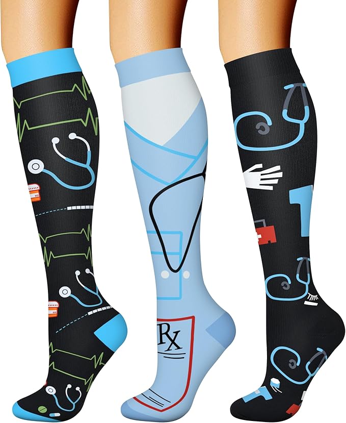 CHARMKING Compression Socks for Women & Men Circulation (3 Pairs) 15-20 mmHg is Best Support for Athletic Running Cycling