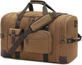 Travel Duffle Bag for Men, Heavy Duty Canvas Duffle Bag, Carryon Bags for Airplanes, Expandable Vintage Leather Overnight Luggage Weekender Bag, Waterproof Anti-tear Canvas Bag