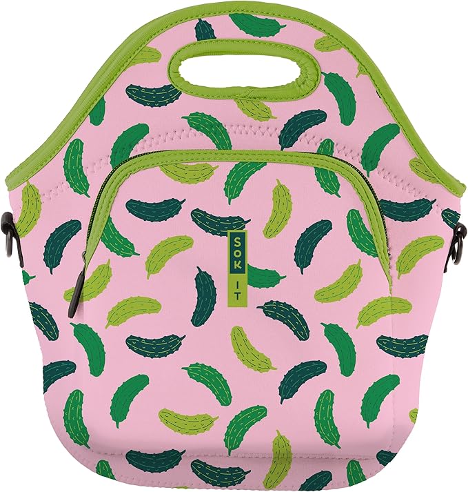 Sok It LunchTote Zippered Bag Insulated Neoprene Caddy (Pickle Me Pink, X-Large 6.5 Quart Lunch Tote)