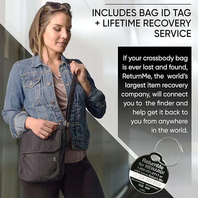 Peak Gear Crossbody Travel Purse with RFID Blocking Pocket and Lifetime Recovery Service. Nylon Shoulder Bag