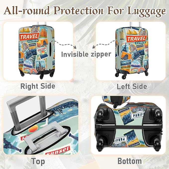 Luggage Cover, Travel Suitcase Covers, Elastic Suitcase Protective Cover, Scratchproof Luggage Protector, Washable Dustproof Trolley Case Protector Fit 22-28 Inch (yb, M（22-24inch suitcase）)