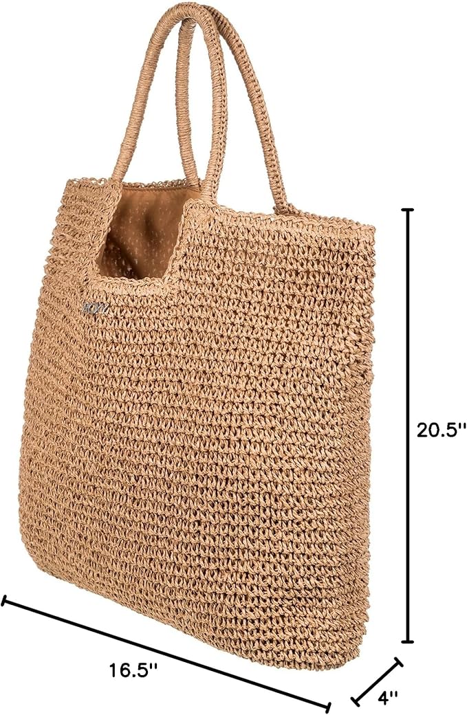 Roxy Women's Beach Tote Bag | Travel | Vacation | Straw | Lightweight | Breathable