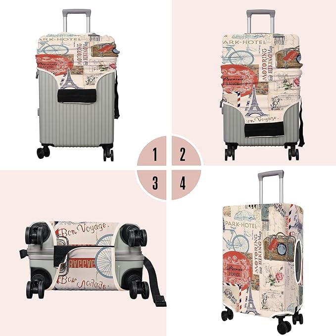 Travel Luggage Cover Suitcase Protector Fits 18-32 Inch Wheel Covers PatternedTravel Related Items Flower Luggage Protector Elastic S