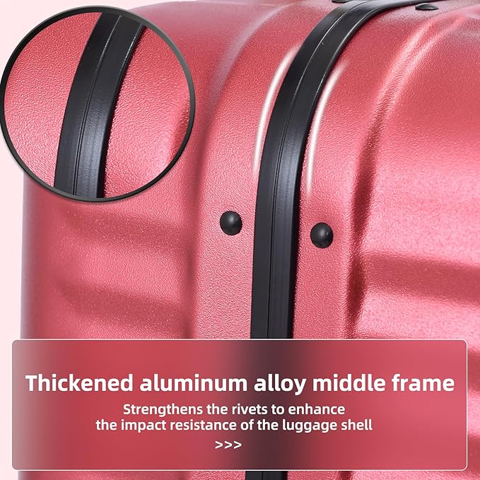 2 pieces 20/29 Aluminum Frame Carry On and Checked Luggage Set with Side Opening, Lightweight Hardshell ABS+PC Trunk Suitcase with TSA Lock, 360° Universal Wheels & Adjustable Handle,Wine Red