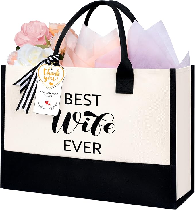 BAGAIL Initial Tote Bag, Personalized Birthday Gifts for Women, Teacher, Friends, Mom, Wedding, Monogrammed Beach Bag