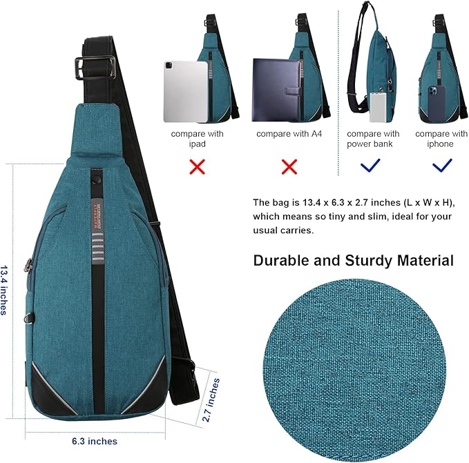 WATERFLY Small Crossbody Sling Backpack Anti Theft Backpack for Traveling Chest Shoulder Bag