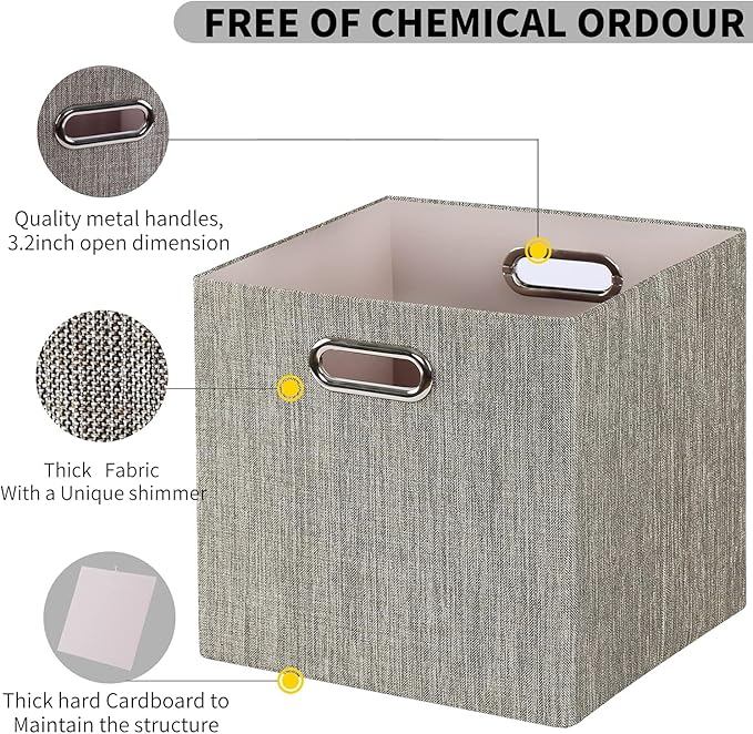 Posprica Storage Bins,11×11 Foldable Storage Cubes Boxes Container Closet Organizer Shelf Cabinet Bookcase,Thick Fabric Drawer Container - 4pcs,Coffee