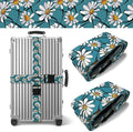 White Daisy Luggage Straps for Suitcases TSA Approved, Luggage Identifiers for Suitcase, Adjustable Suitcase Strap for Baggage Security with Cute Patten, Travel Necessary Accessories (2 Pack)