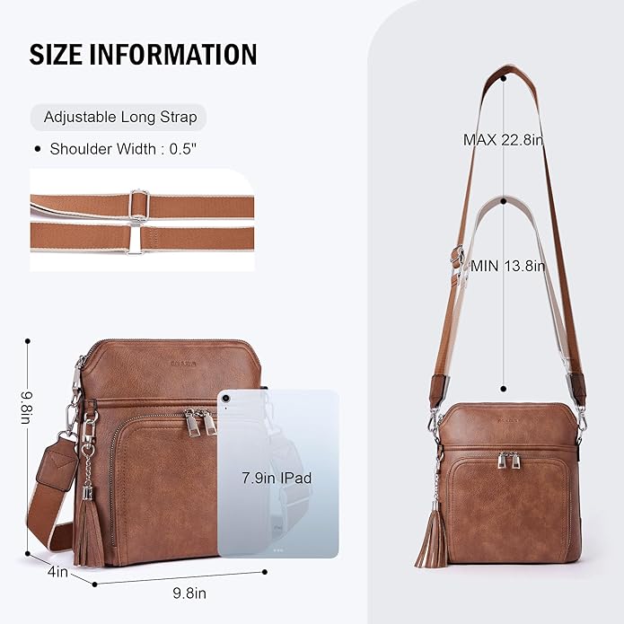 Crossbody Purse for Women,Lightweight Medium Crossbody Bag Soft Leather Women's Shoulder Handbags with Tassel