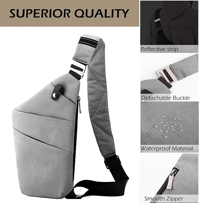 Anti Theft Crossbody Bags for Women Men, Multi-Pocket Shoulder Bag, Slim Sling Purse with 2 RFID Blocking Card (Right Shoulder-Viola)