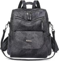 PU Leather Backpack Purse for Women Fashion Multipurpose Design Handbag Ladies Shoulder Bags Travel Backpack Black