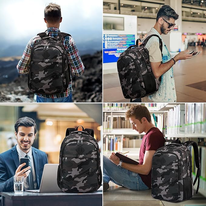 Backpack for Boys Men, School Backpack for Teens Girls, Lightweight Casual High School Bookbag, Daily-use Travel Laptop Backpack with USB Charging Port Fits 15.6 Inch Notebook