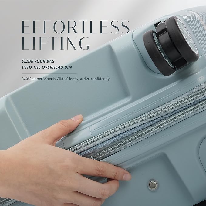 Verage Florence Hardside Carry-On Luggage with Spinner Wheels, Lightweight Expandable Suitcase with TSA Lock, Artist-Inspired Stylish Travel Luggage for Women, 20-Inch, Aqua Mist