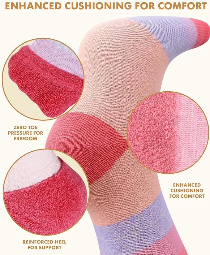 Thick Soft Cotton Compression Socks for Women Men 15-20mmHg Knee High Breathable Cotton Socks for All Day Comfort
