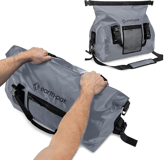 Earth Pak Waterproof Duffel Bag - Heavy Duty Motorcycle Dry Bag with Large Storage Space Perfect for Traveling, Camping, Kayaking, Fishing & Canoeing Bag 50L/70L/90L/120L Sizes