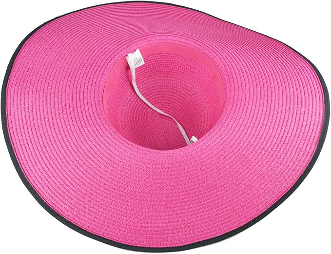 DRESHOW Beach Hats for Women Big Straw Wide Brim Summer Hat Floppy Foldable Roll up Cap Sun Hat UPF 50+