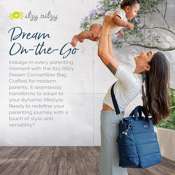 Itzy Ritzy Dream Convertible Diaper Bag Tote Backpack - Baby Diaper Bag with 14 Pockets, Changing Pad (Sapphire Starlight)