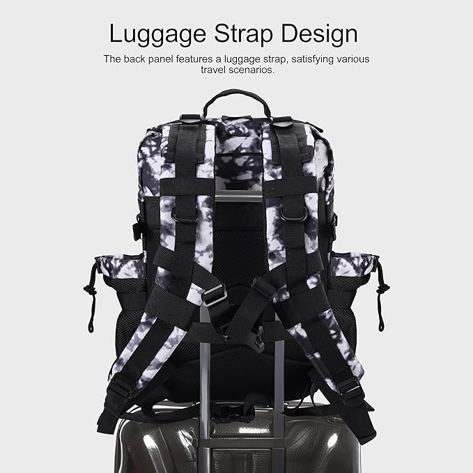 LHI Military Tactical Backpack for Men and Women 45L Army 3 Days Assault Pack Bag Large Rucksack with Shoe Compartment - Blue