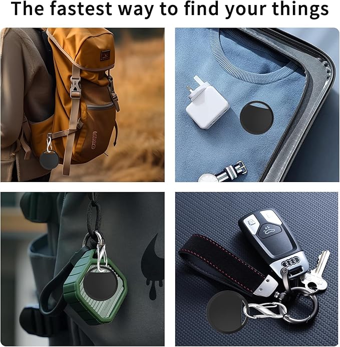 Air Tracker Tags 4 Pack Smart Tag Bluetooth Trackers Work with Apple Find My (iOS Only), Lightweight Tag Prevent Loss of Luggage Wallets Keys Bags,Replaceable Battery,IP67 Waterproof